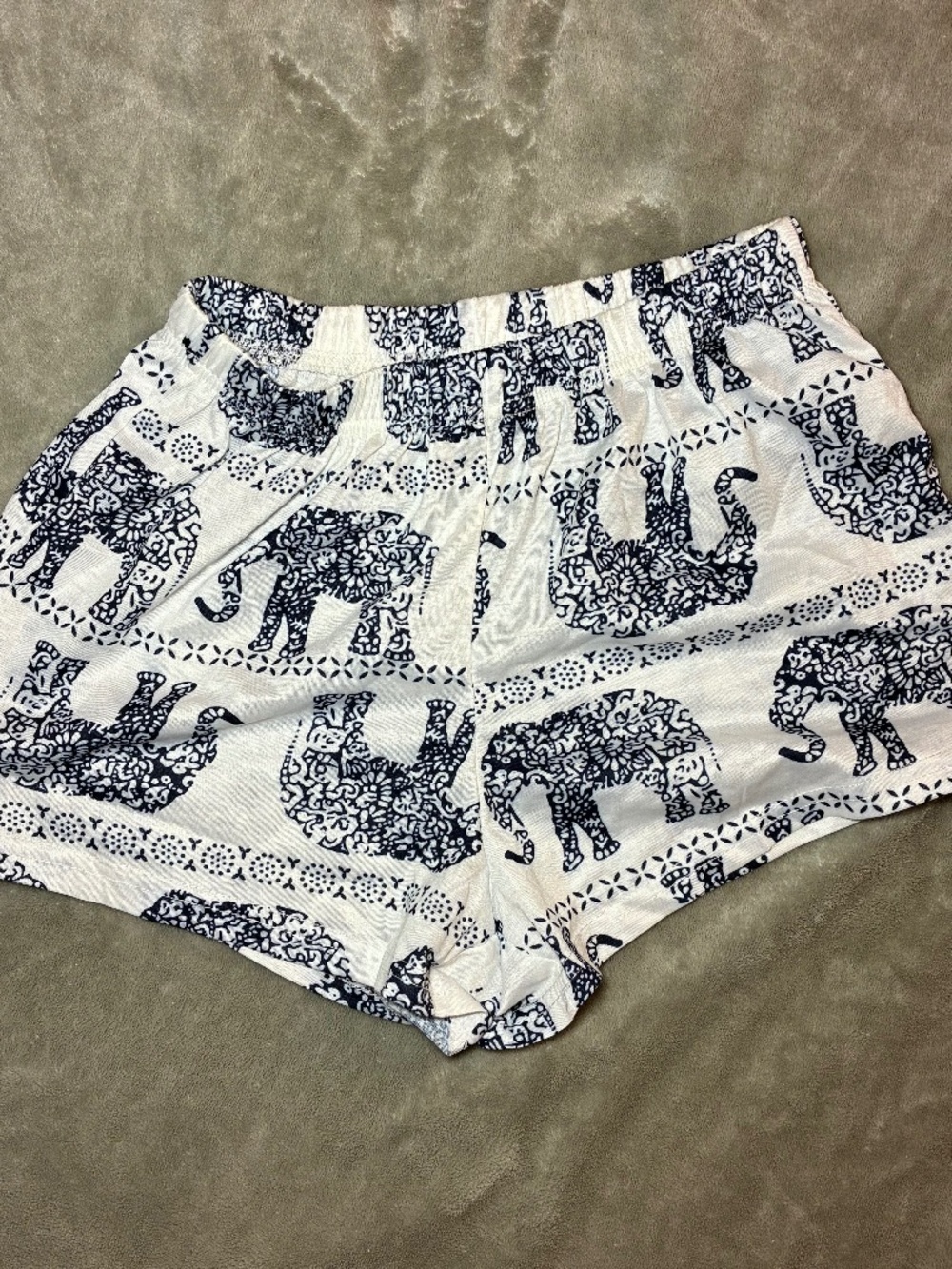 Elephant Print White Shorts